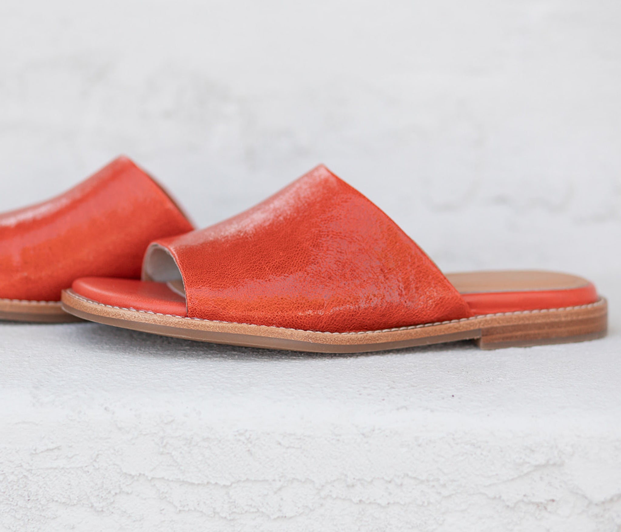 Noble Italian Leather Slide Sandals in Red Coral by Sofft Shoes