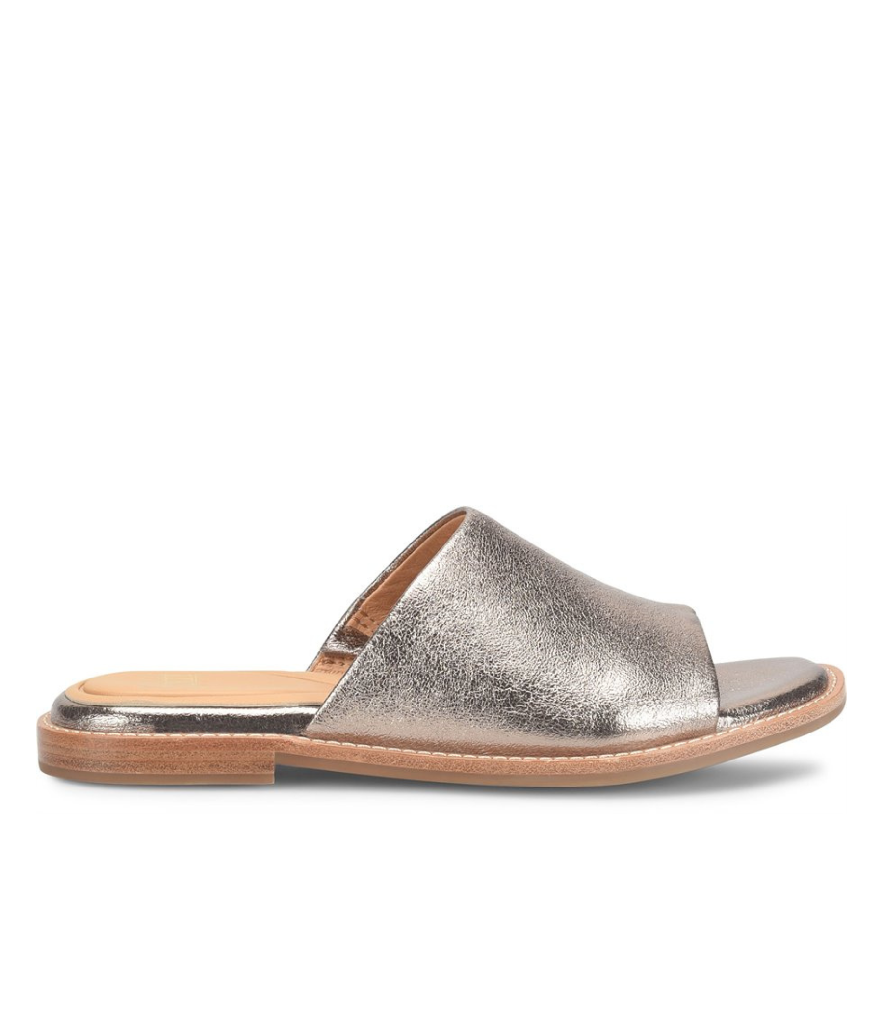 Noble Italian Leather Slide Sandals in Silver Bronze by Sofft Shoes