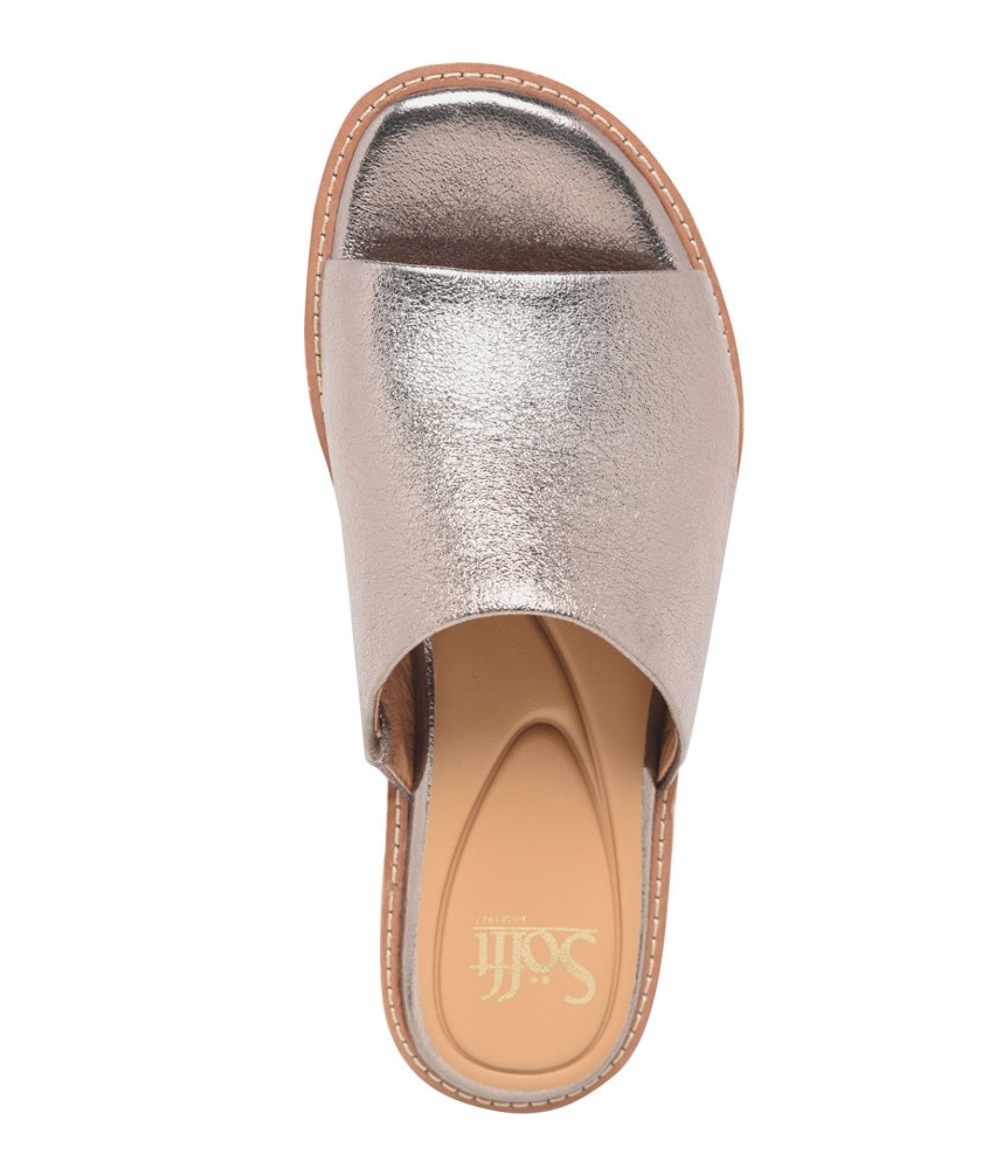 Noble Italian Leather Slide Sandals in Silver Bronze by Sofft Shoes