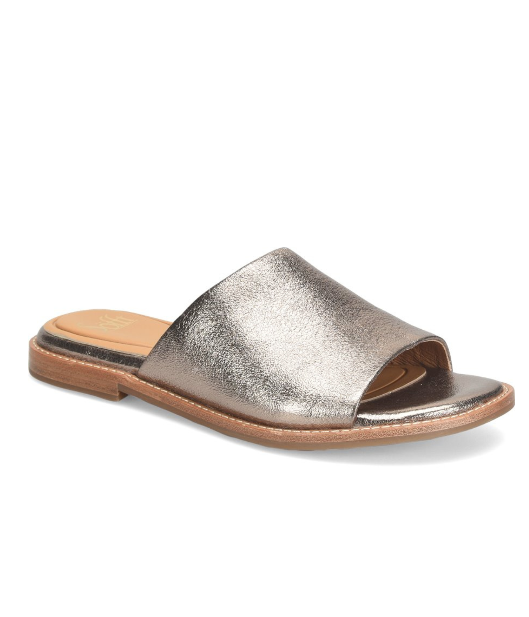 Noble Italian Leather Slide Sandals in Silver Bronze by Sofft Shoes