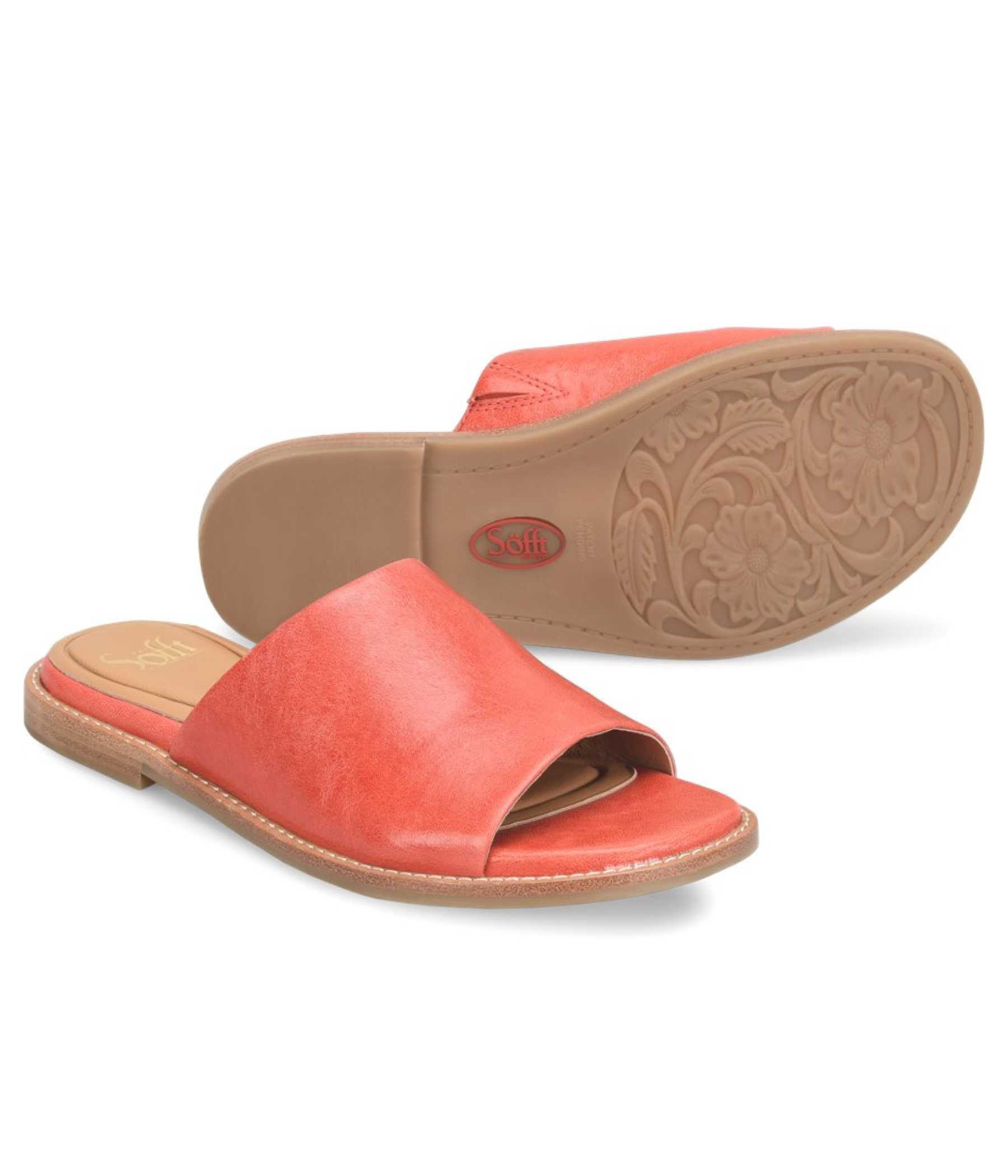 Noble Slide Sandals in Red Coral