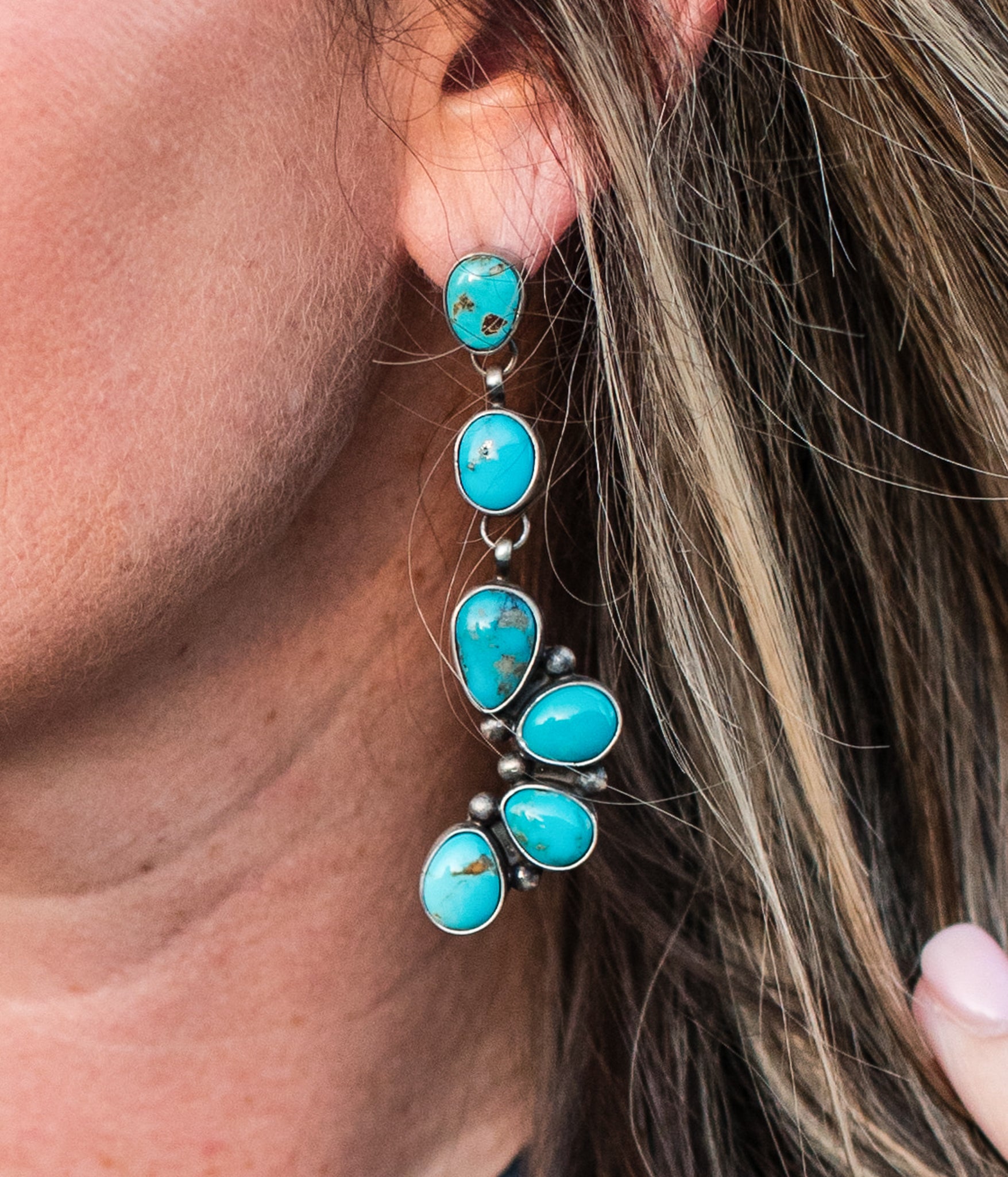 Corrales Authentic Blue Ridge Turquoise Earrings