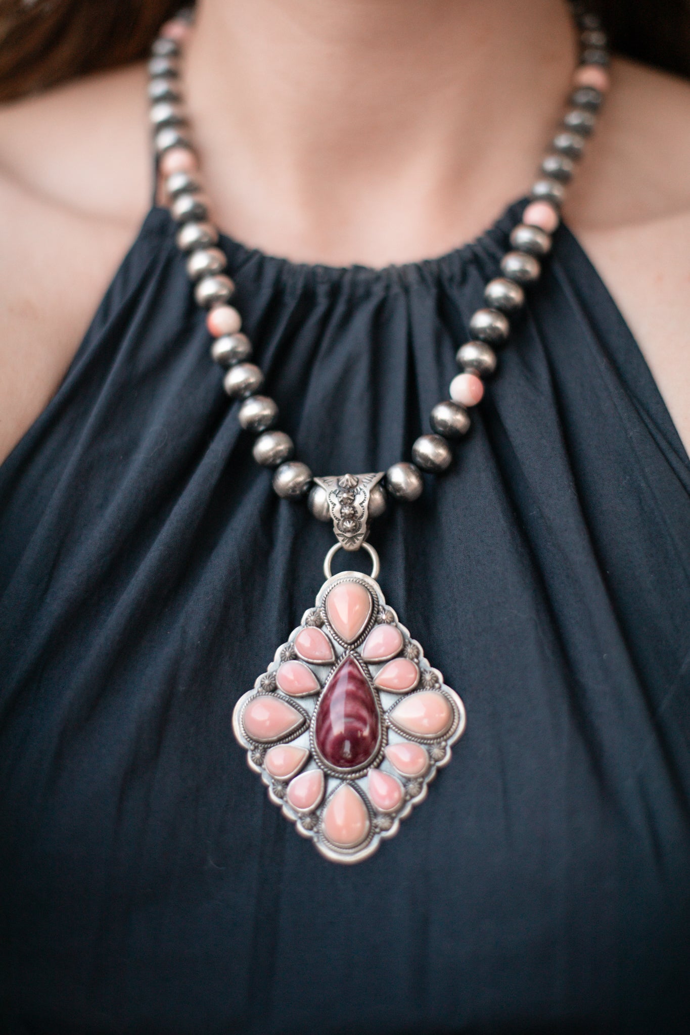 Pink Conch and Spiny Oyster Statement Necklace