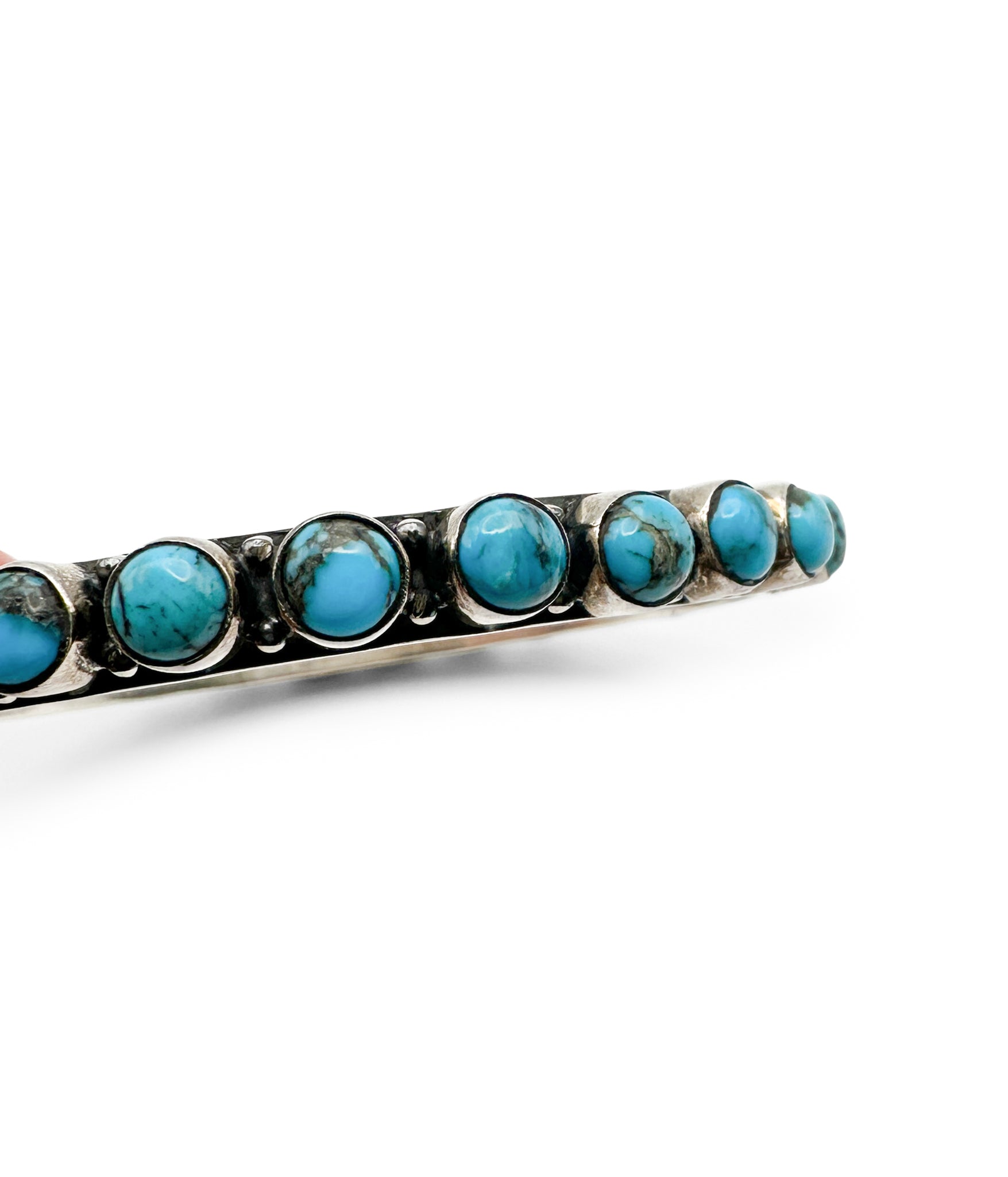 Las Cruces Authentic Turquoise Bangle Bracelet by Navajo Silversmith