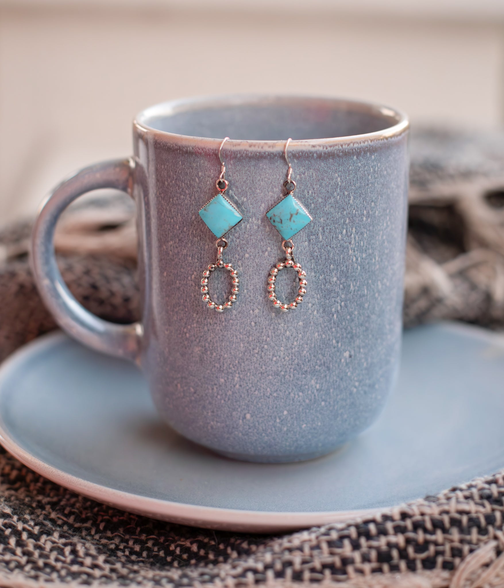 Diamond Shaped Turquoise Earrings