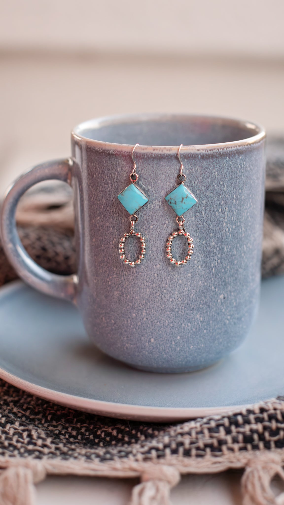 Diamond Shaped Turquoise Earrings