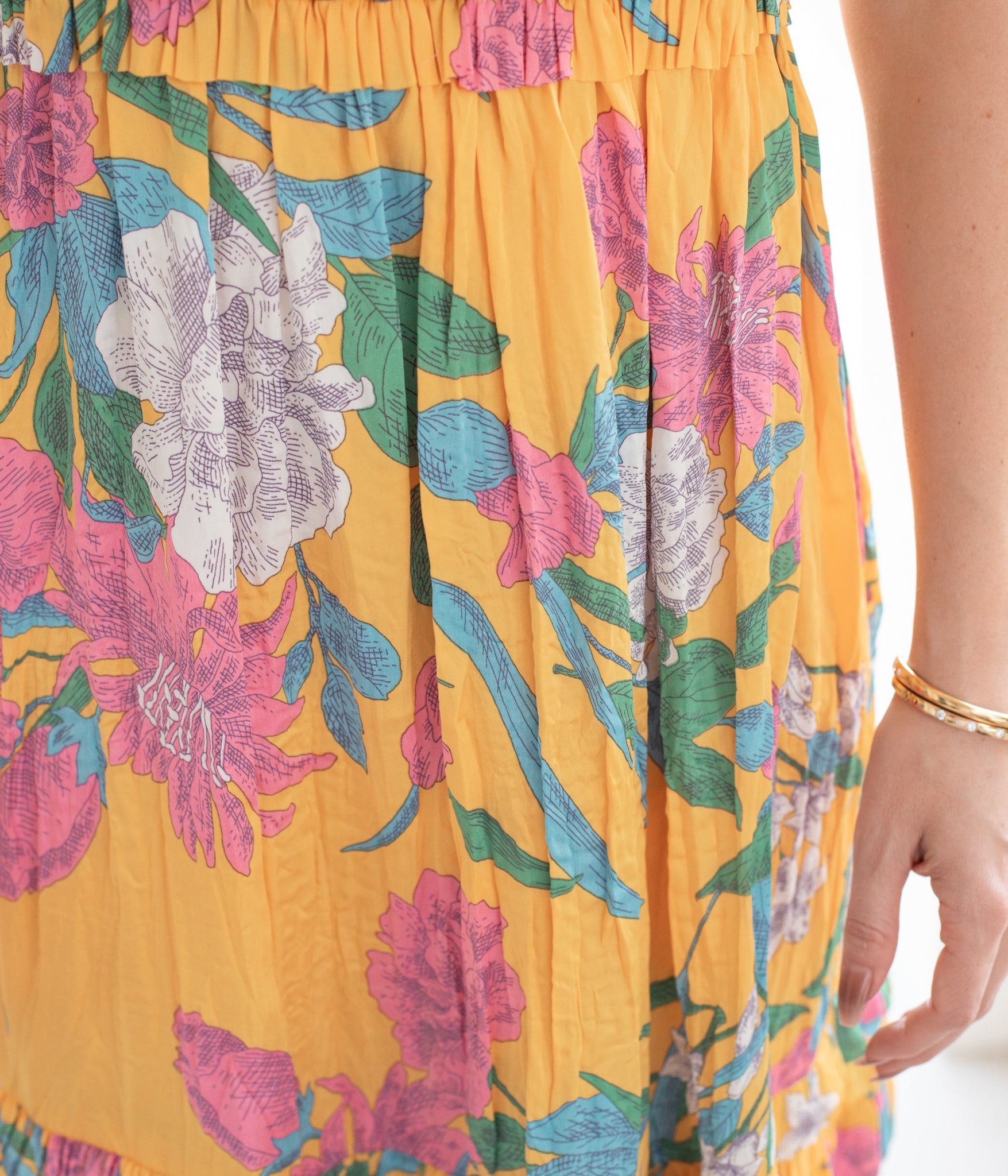 Seria Floral Midi Dress in Marigold