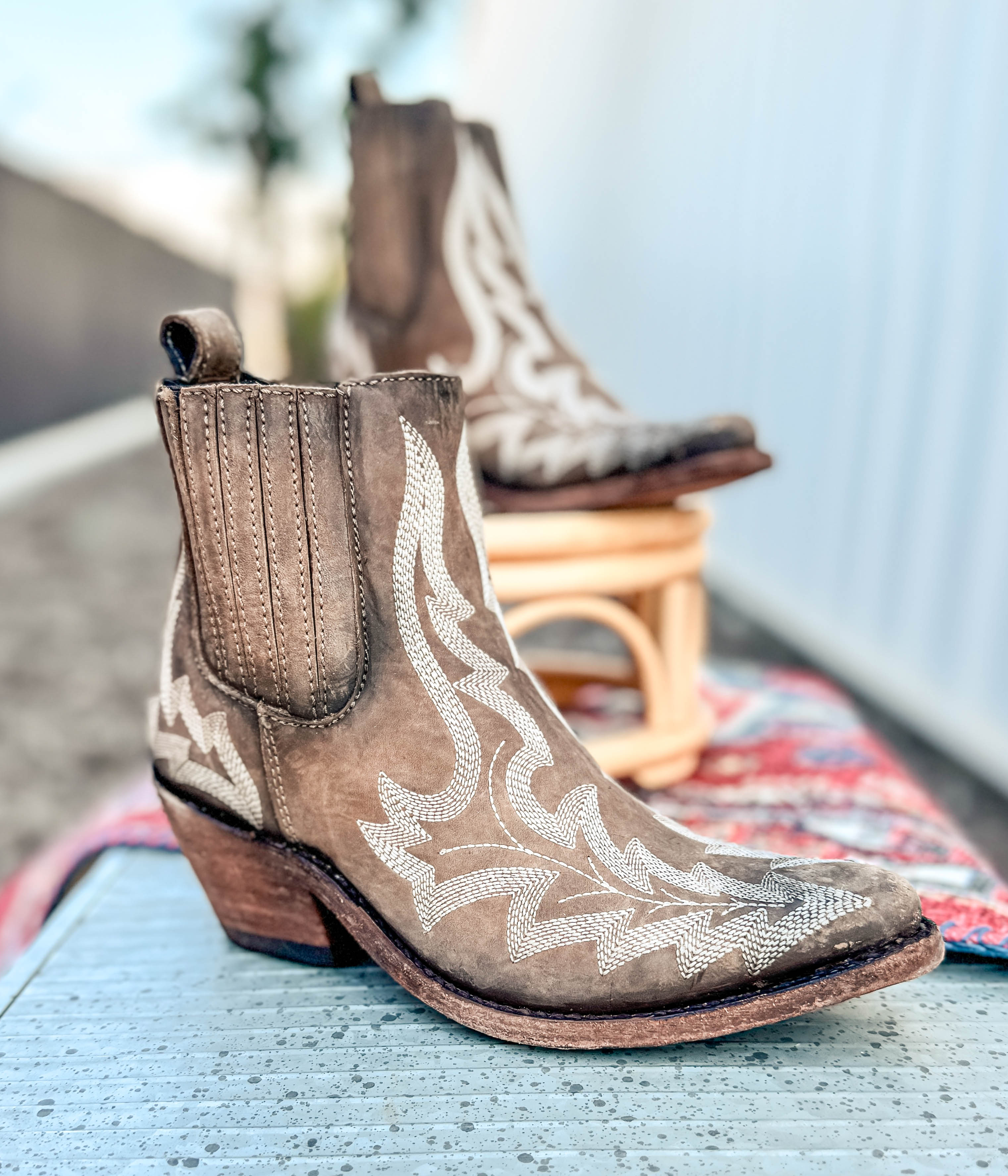 Simone Stitched Ankle Boot in Brown