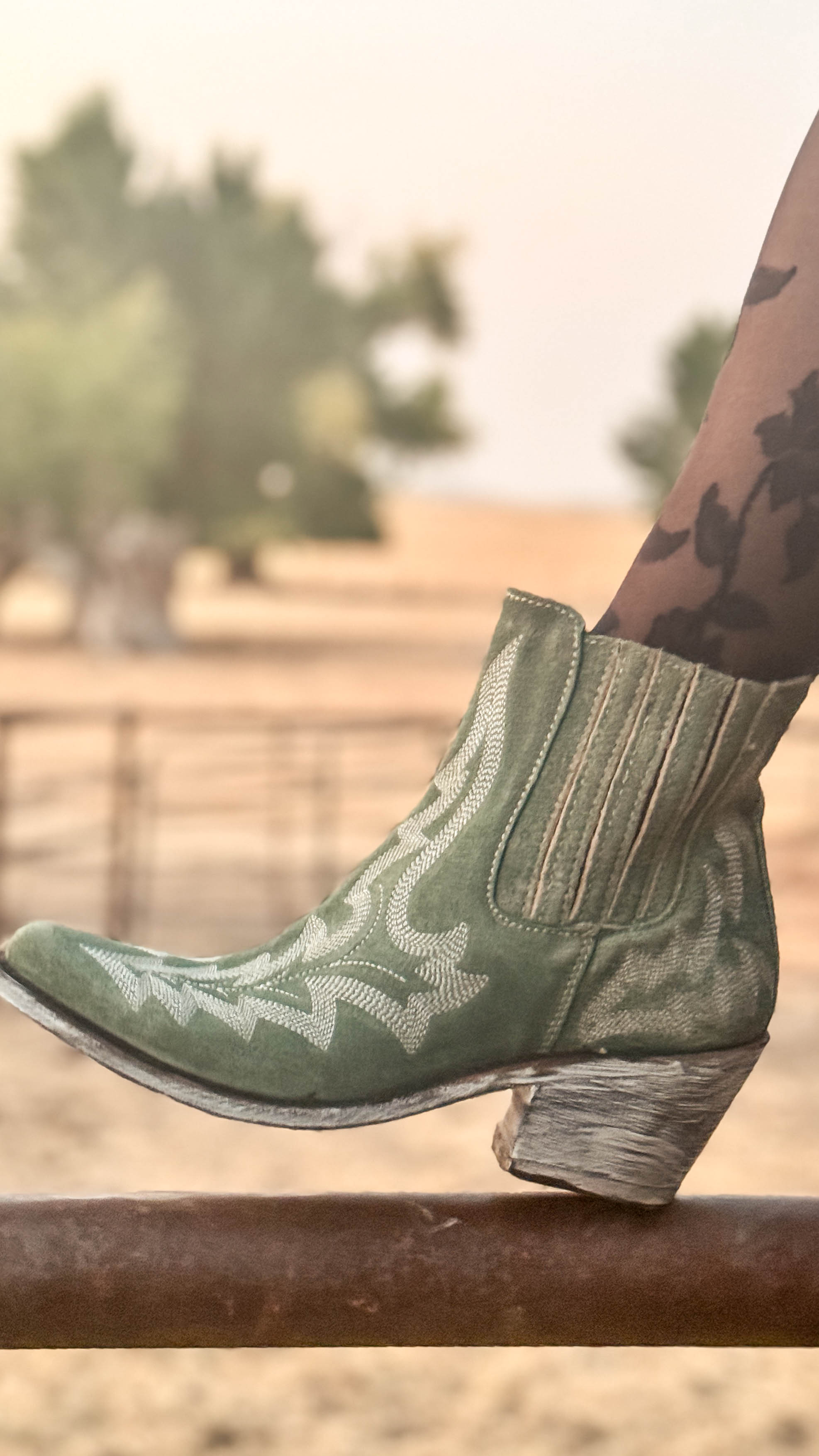 Simone Stitched Ankle Boot in Green