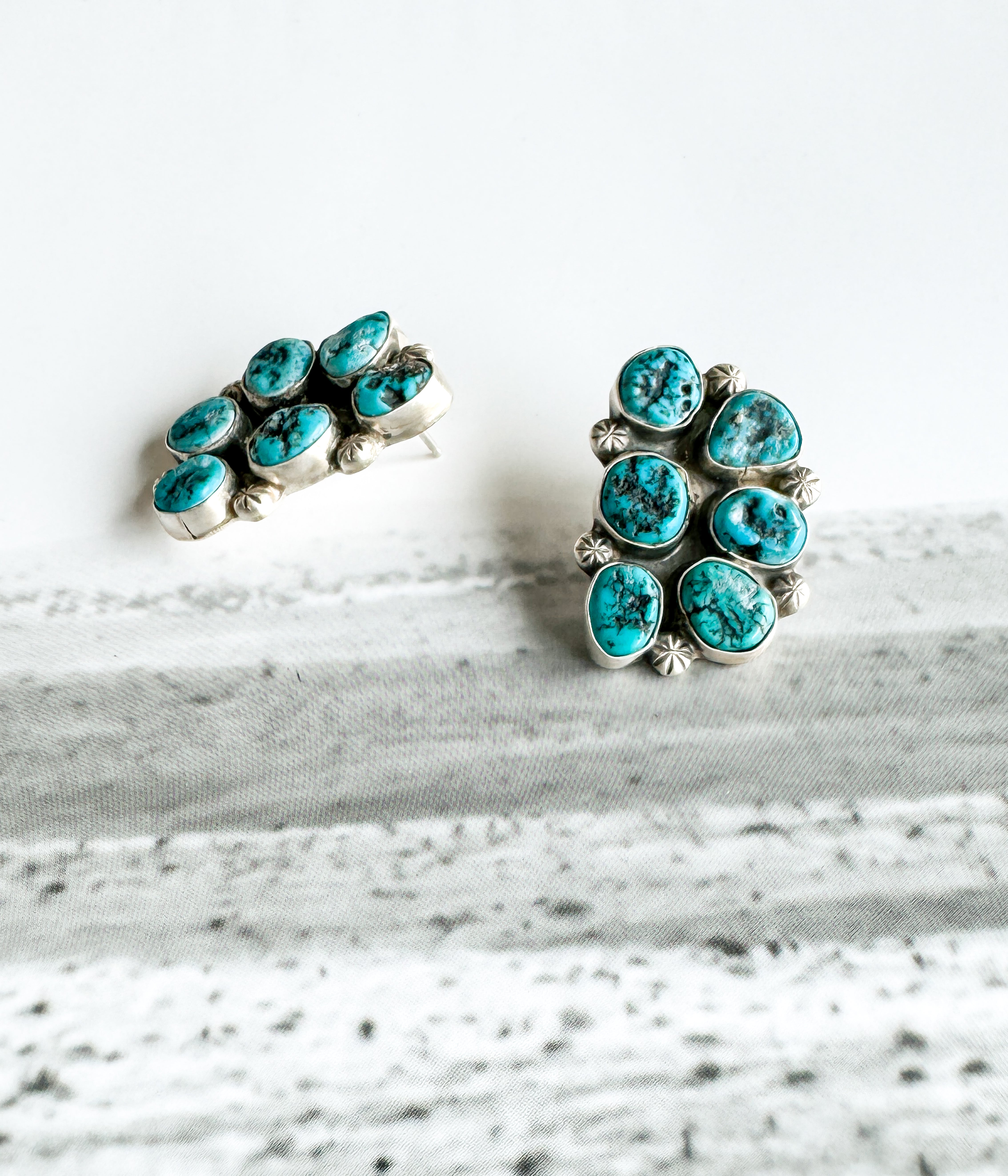 Cayucos Authentic Kingman Cluster Turquoise Earrings