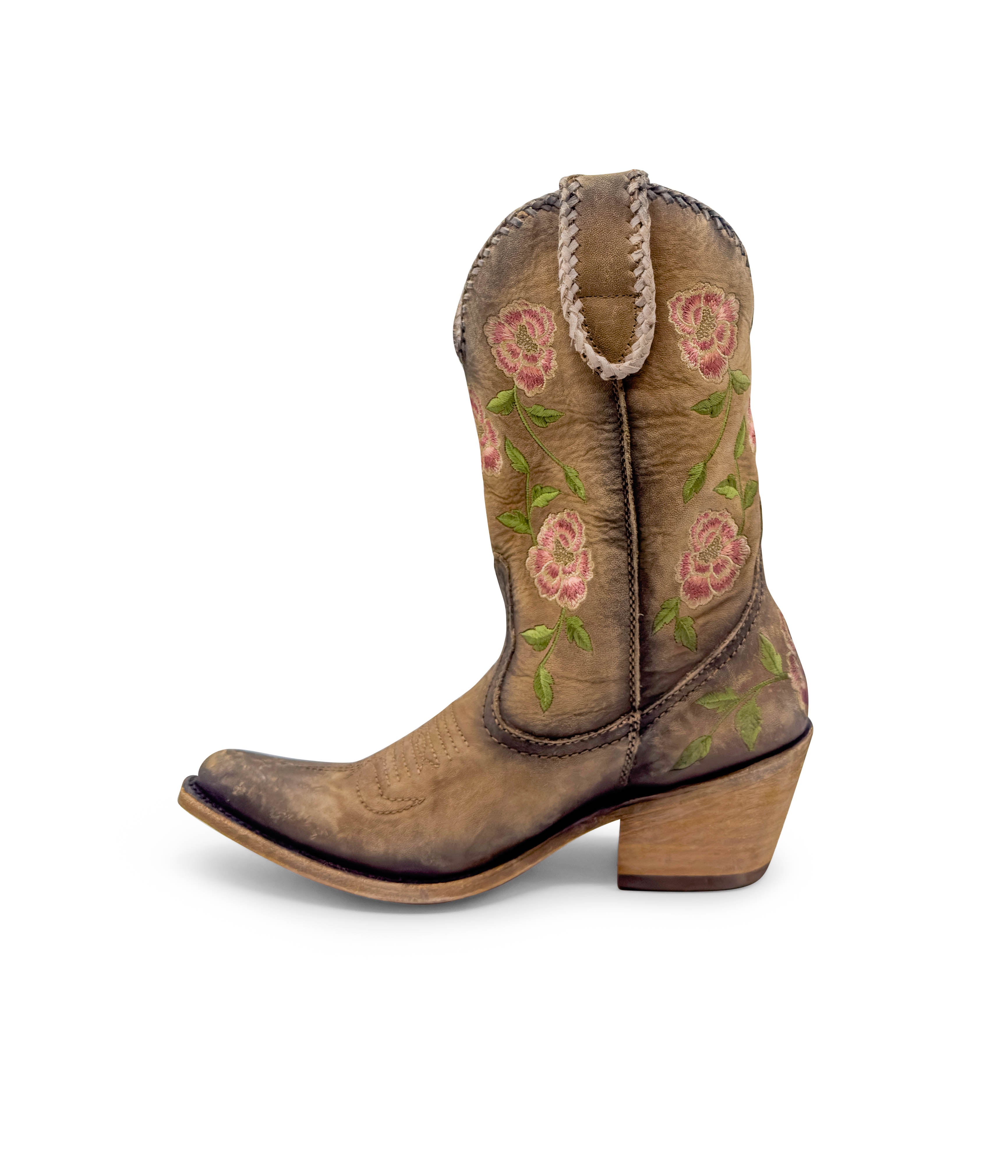 Vicky Floral Tan Boots