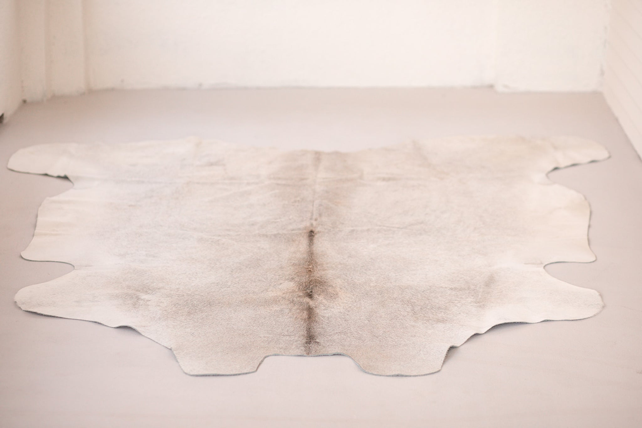 Large White and Grey Cowhide Rug