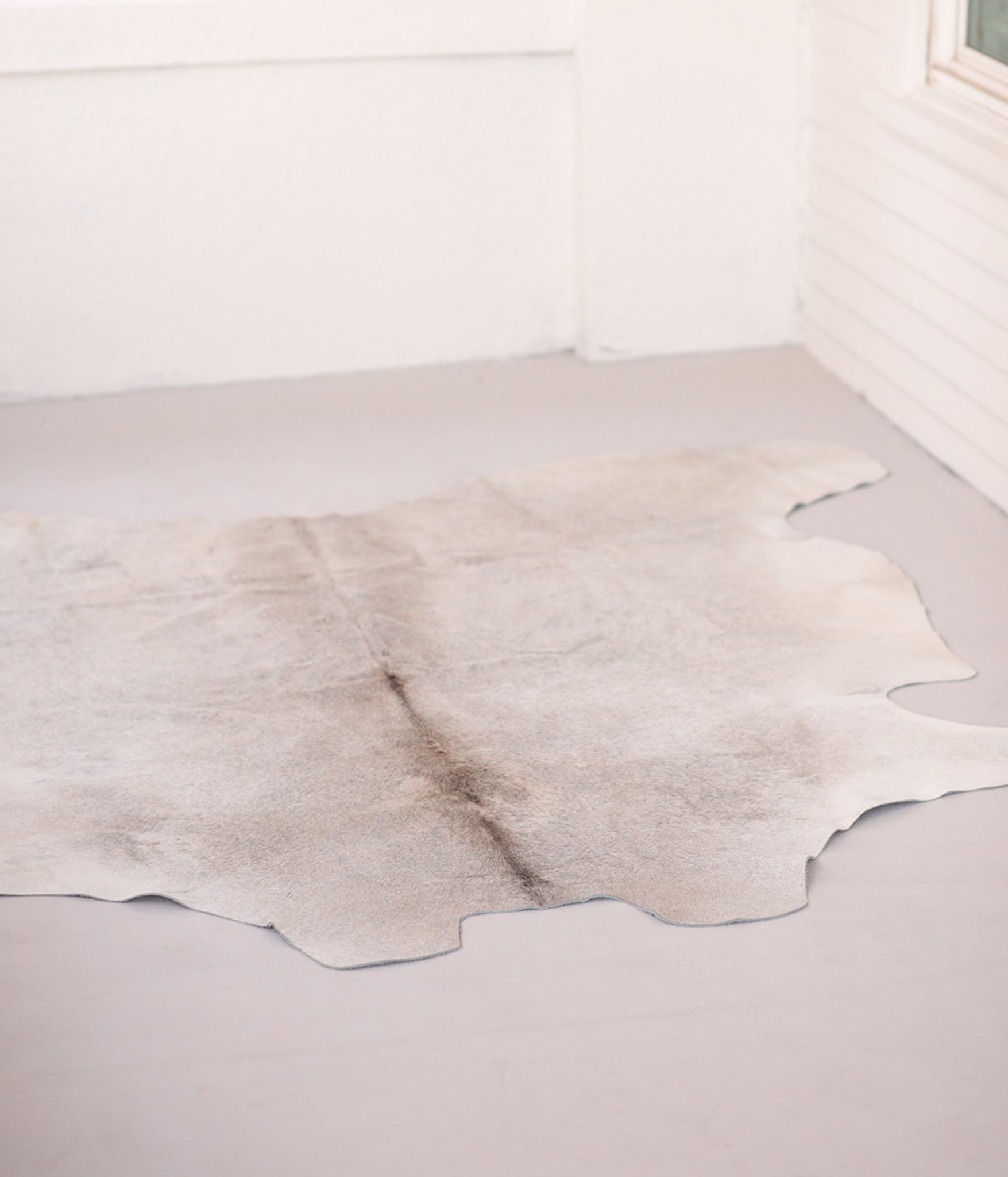 Large White and Grey Cowhide Rug