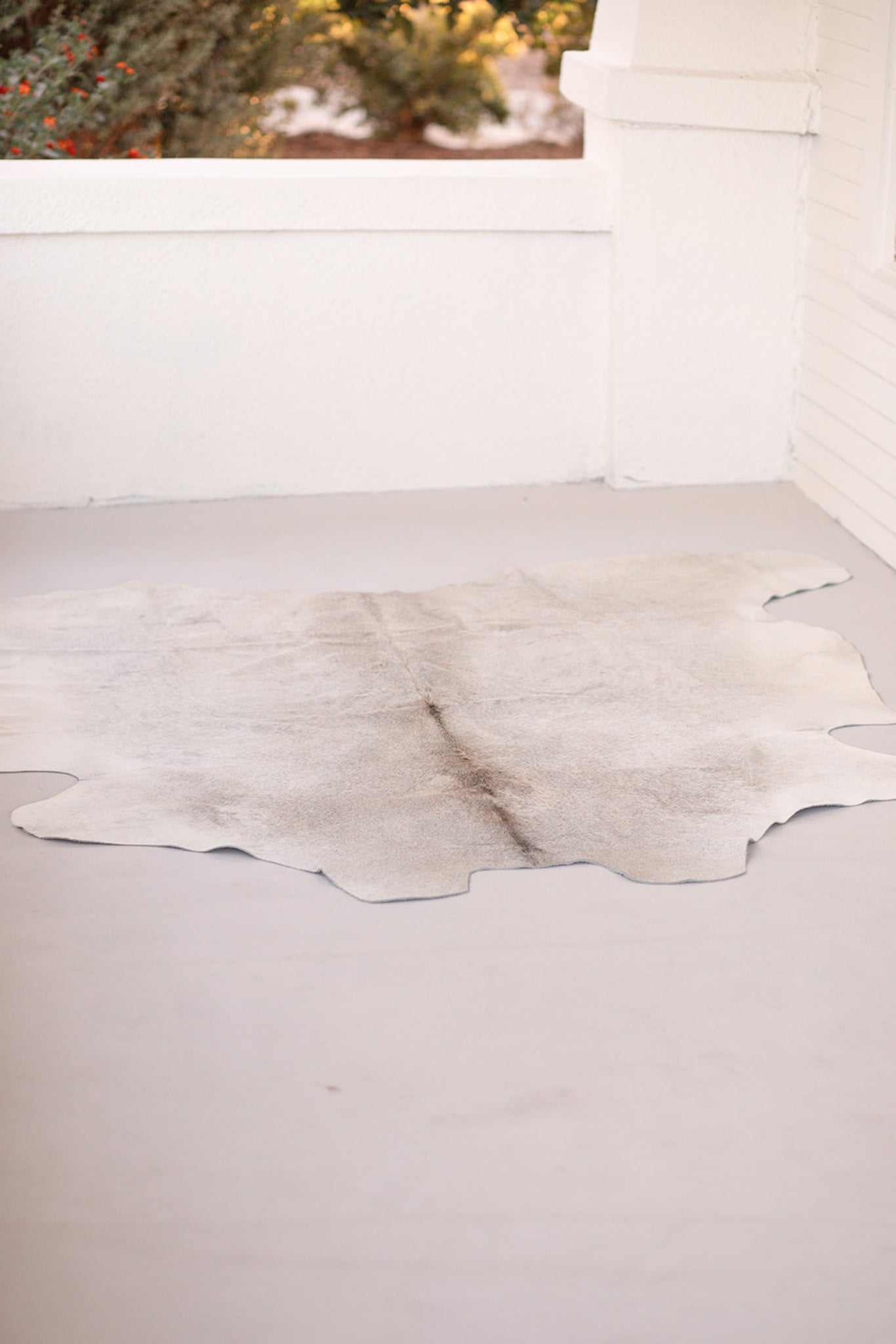 Large White and Grey Cowhide Rug