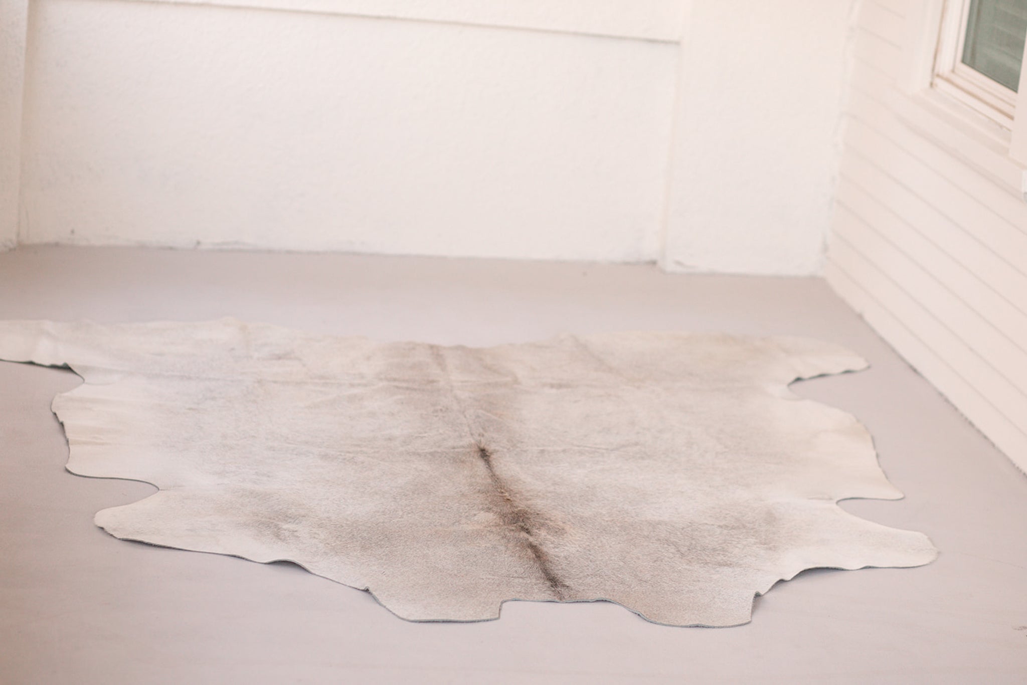 Large White and Grey Cowhide Rug