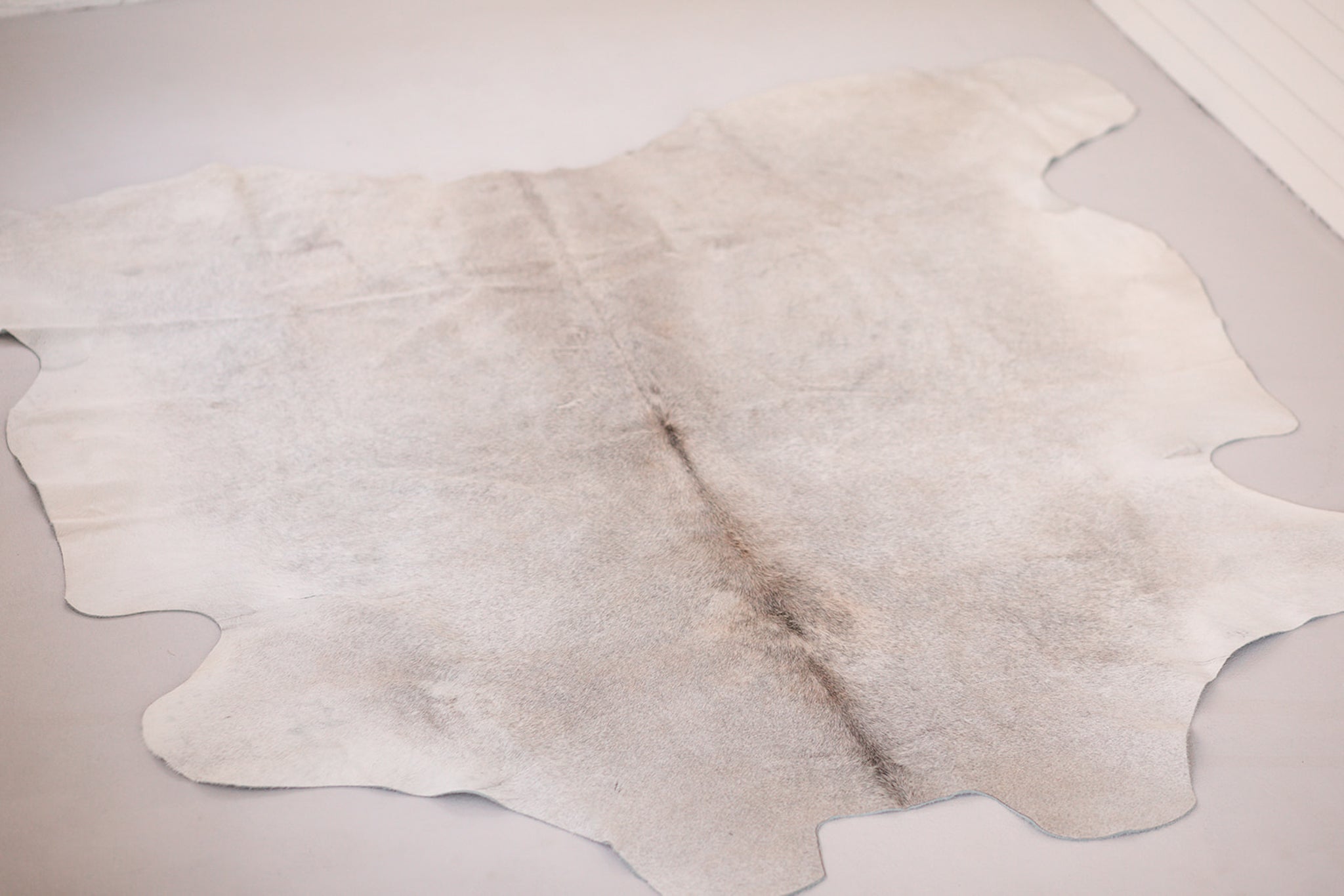 Large White and Grey Cowhide Rug